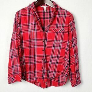 Victoria Secret VS Small red Pajama Button Front Shirt